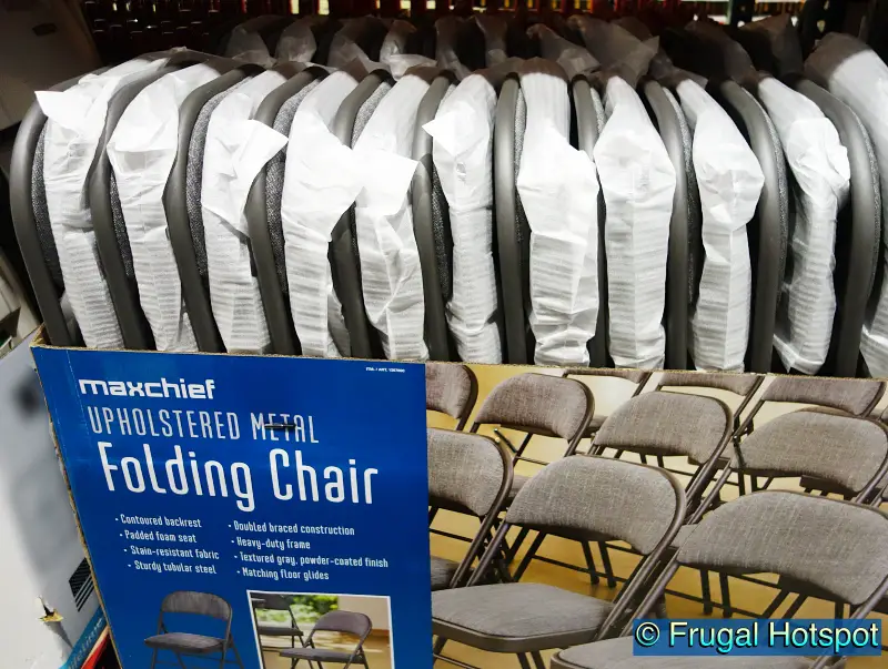Maxchief Upholstered Metal Folding Chair in dark gray | Costco