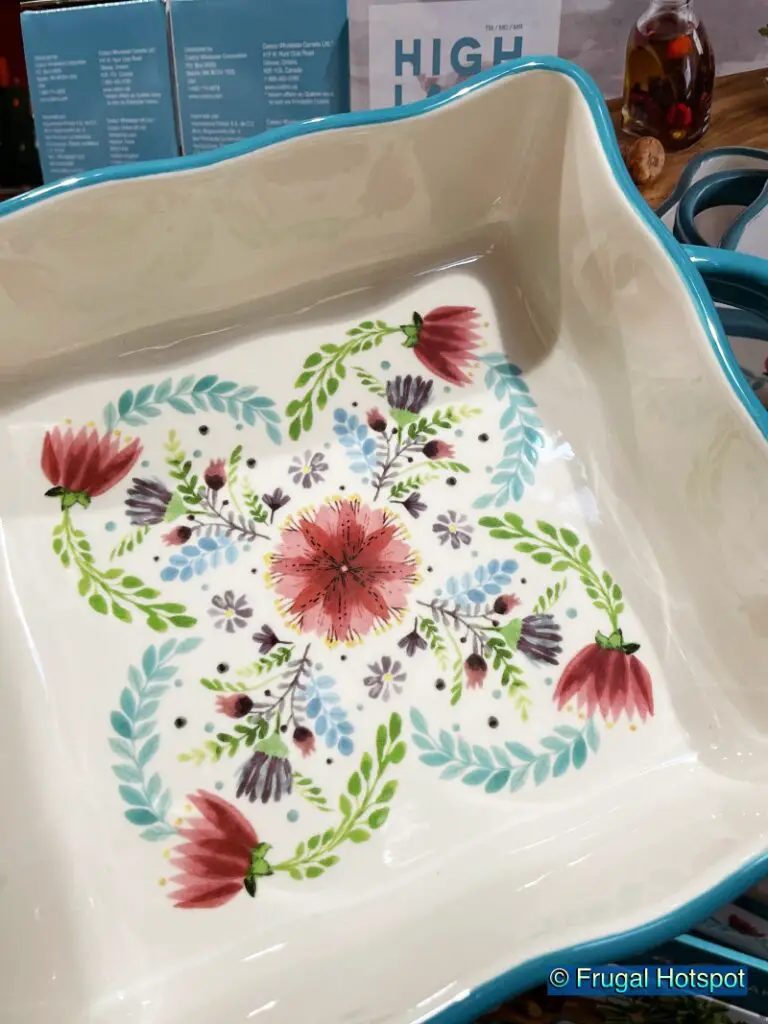 Over and Back Highland Floral Baking Dishes | square baker interior | Costco 1630840