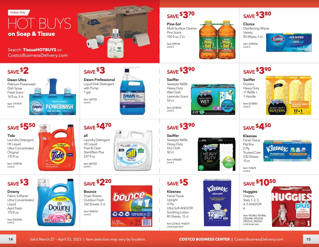 Costco Business Center Coupon Book APRIL 2023 | Pages 14 and 15