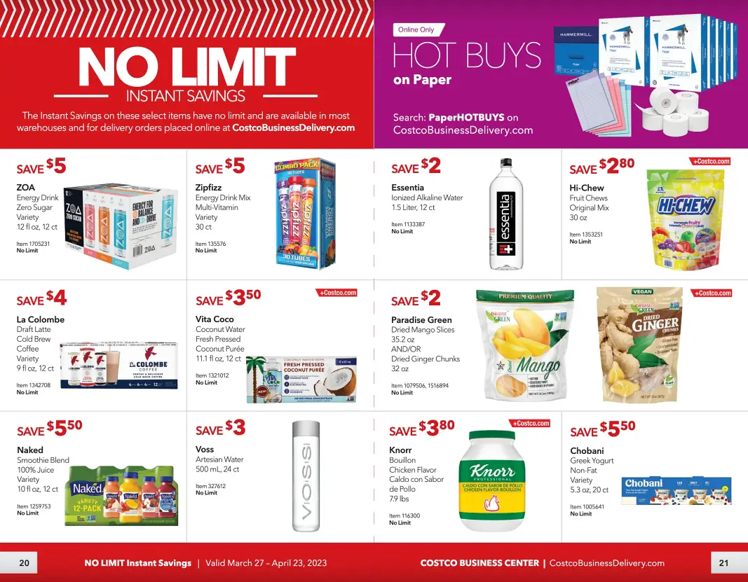 Costco Business Center Coupon Book APRIL 2023 | Pages 20 and 21