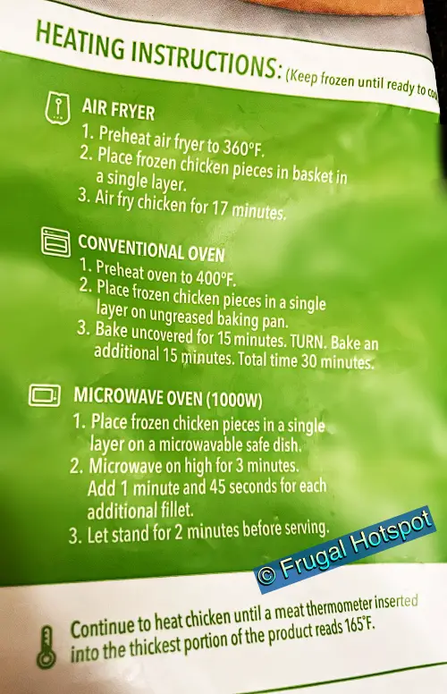 Heating Cooking Instructions | Just Bare Lightly Breaded Chicken Breast Original Fillets | Costco 1588846