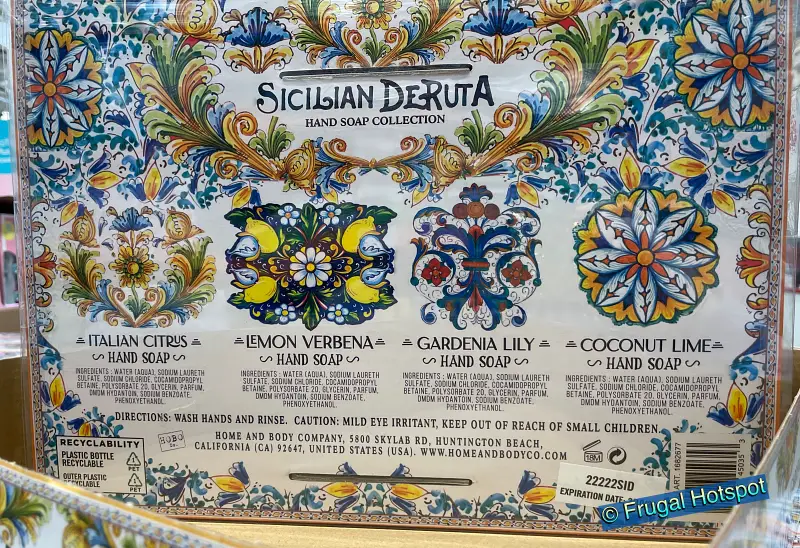 Sicilian Deruta Hand Soap Collection |ingredients | Costco 1682677