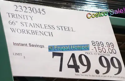 TRINITY 66 Stainless Steel Rolling Workbench | Costco Sale Price | Item 2323045