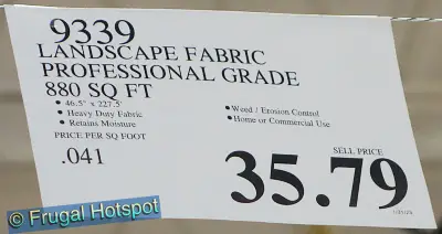 Master Gardner Pro Landscape Fabric | Costco Price | Item 9339