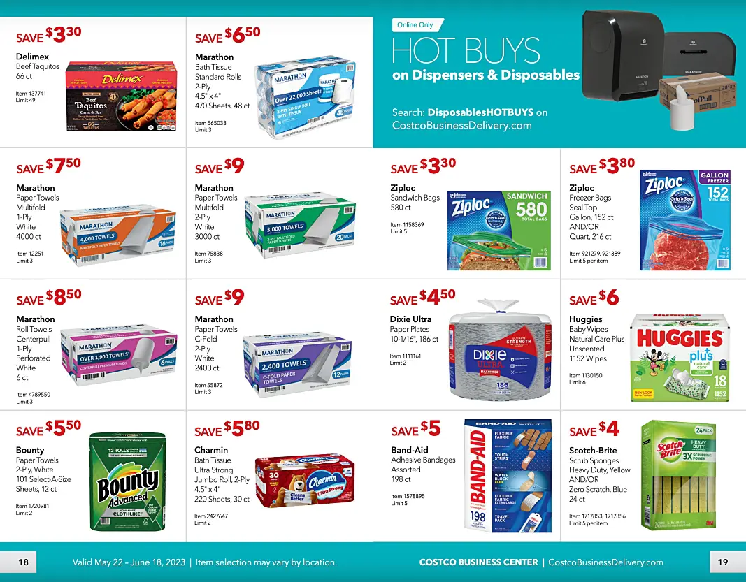 Costco Business Center Coupon Book MAY JUNE 2023 | Pages 18 and 19