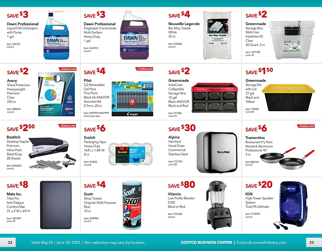 Costco Business Center Coupon Book MAY JUNE 2023 | Pages 22 and 23