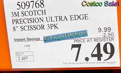 3M Scotch Precision Ultra Edge 8 Scissor 3 Pack | Costco Sale Price | Item 509768