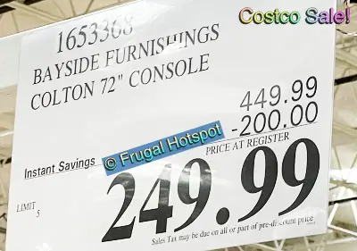 Bayside Furnishings Colton 72 TV Console | Costco Sale Price | Item 1653368