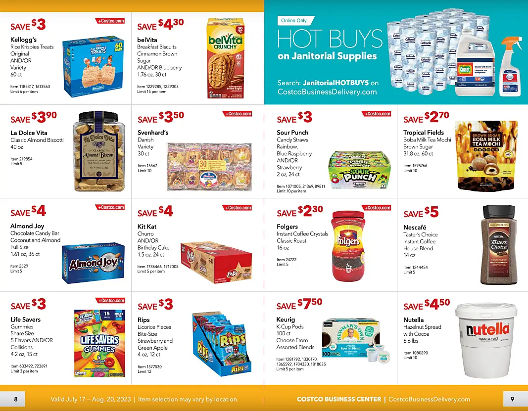 Costco Business Center Coupon Book JULY AUGUST 2023 | P 8 and 9