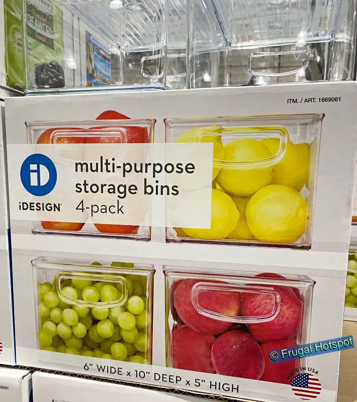 iDesign Linus Plastic Fridge Pantry Kitchen Organizer Bins 4-Piece Set | Costco Item 1669061