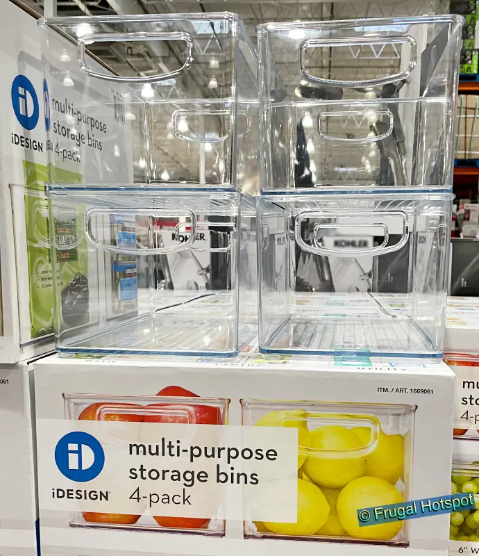 iDesign Linus Plastic Fridge Pantry Kitchen Storage Organizer Bins 4-Piece Set | Costco Display | Item 1669061