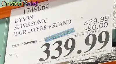 Costco Sale Price | Dyson Supersonic Hair Dryer with stand and attachments | Item 1749064