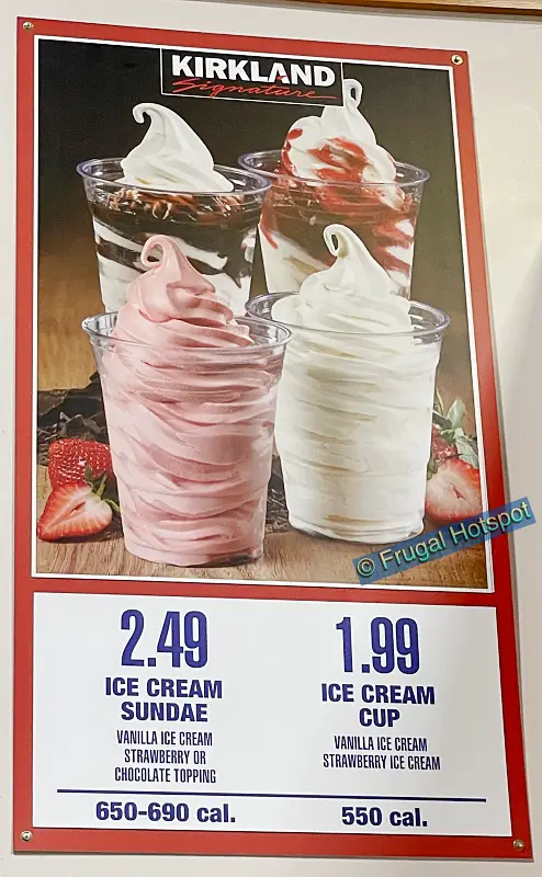 Costco Strawberry and Vanilla Soft Serve Ice Cream | Kirkland Signature | Menu Board