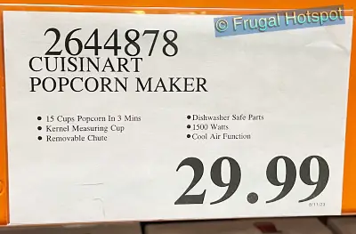 Cuisinart EasyPop Hot Air Popcorn Maker | Costco Price | Item 2644878