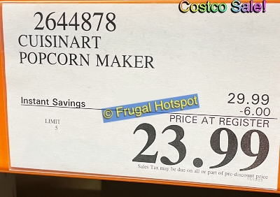 Cuisinart EasyPop Hot Air Popcorn Maker | Costco Sale Price | Item 2644878
