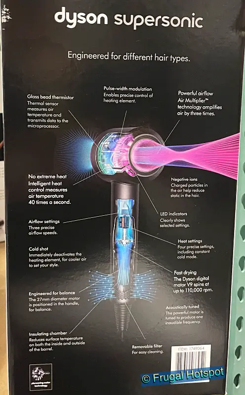 Features | Dyson Supersonic Hair Dryer with stand and attachments | Costco Item 1749064