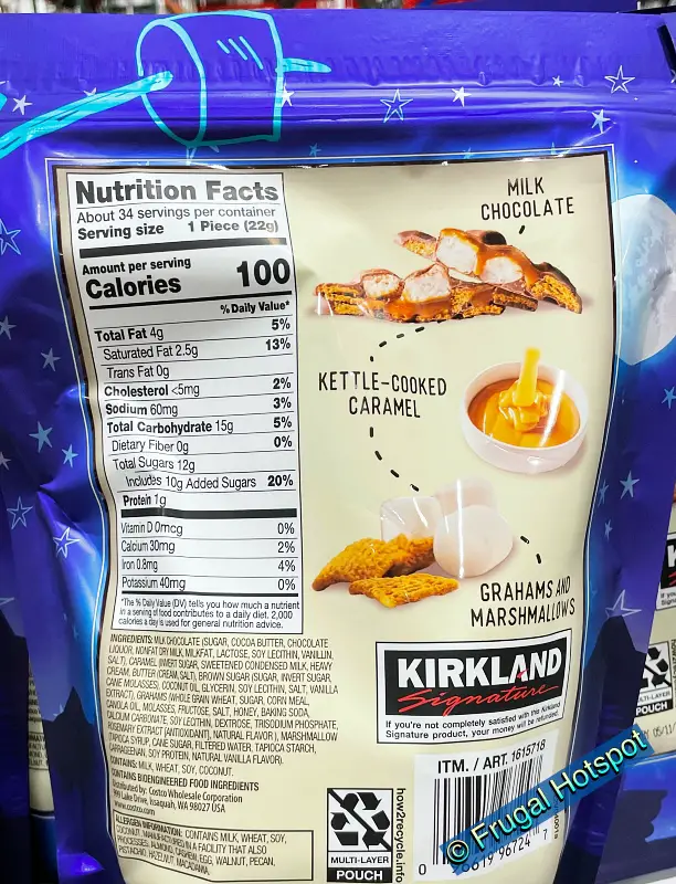 Nutrition Facts and Ingredients | Kirkland Signature Caramel S'Mores Clusters | Costco 1615718