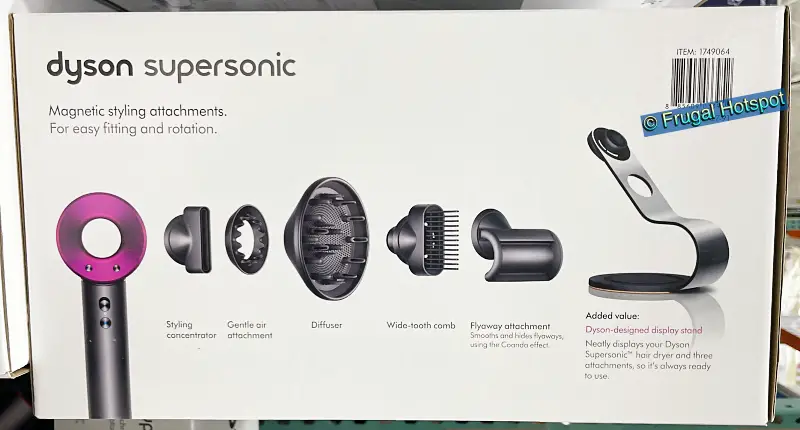Package | Dyson Supersonic Hair Dryer with stand and attachments | Costco Item 1749064