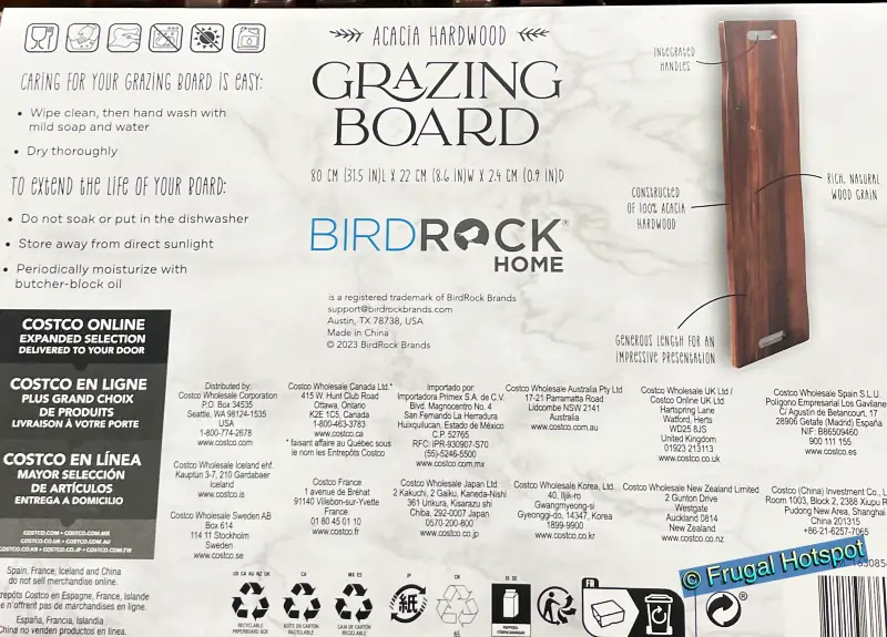 Care Instructions | BirdRock Home Acacia Hardwood Grazing Board at Costco 1630856