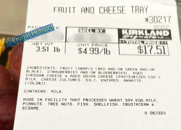 Kirkland Signature Fruit and Cheese Tray | Ingredients | Costco Item 30217