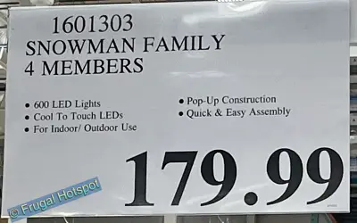 Snowman Family with LED Lights | Costco Price | Item 1601303
