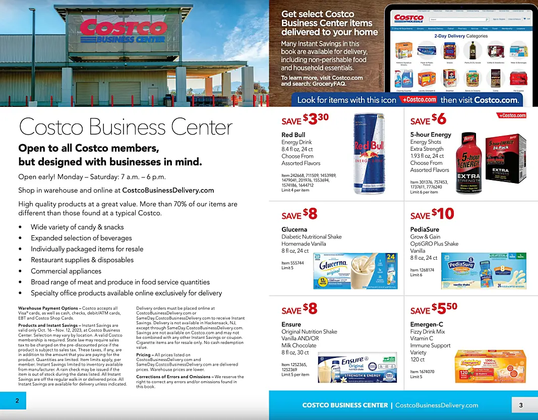 Costco Business Center Coupon Book OCTOBER NOVEMBER 2023 | P 2 and 3