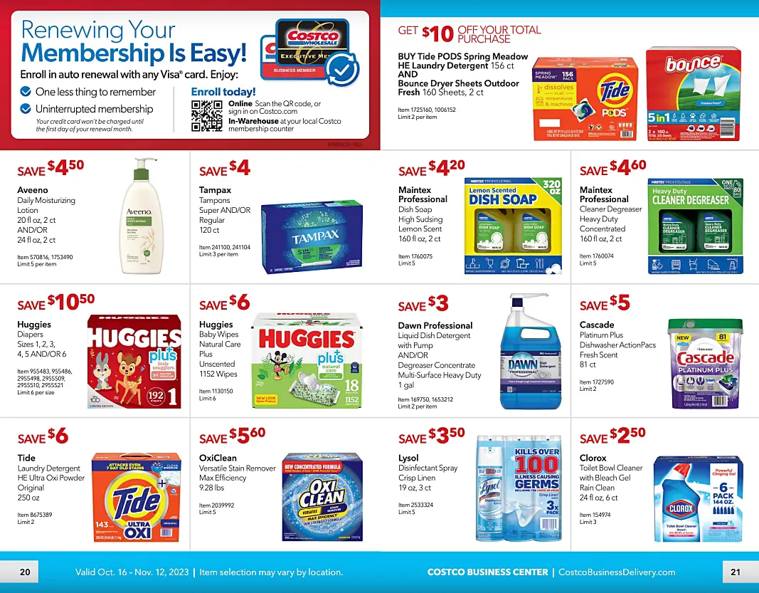 Costco Business Center Coupon Book OCTOBER NOVEMBER 2023 | P 20 and 21