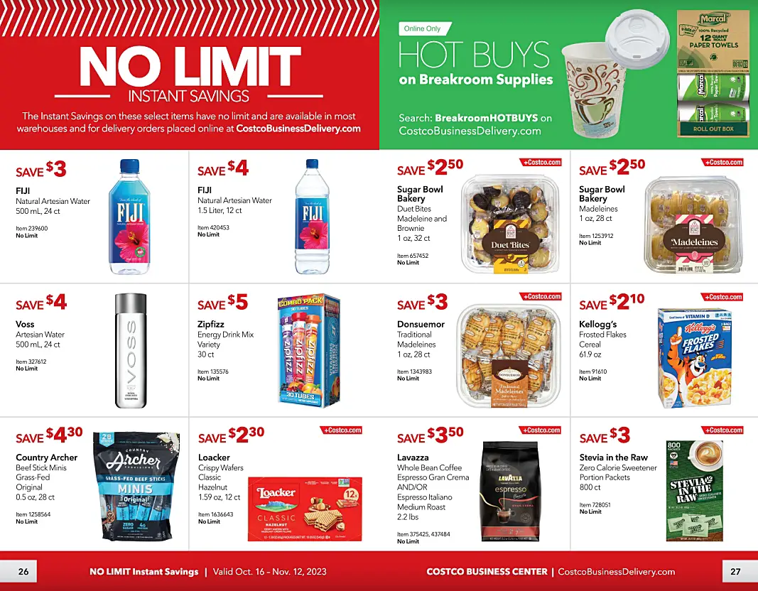 Costco Business Center Coupon Book OCTOBER NOVEMBER 2023 | P 26 and 27