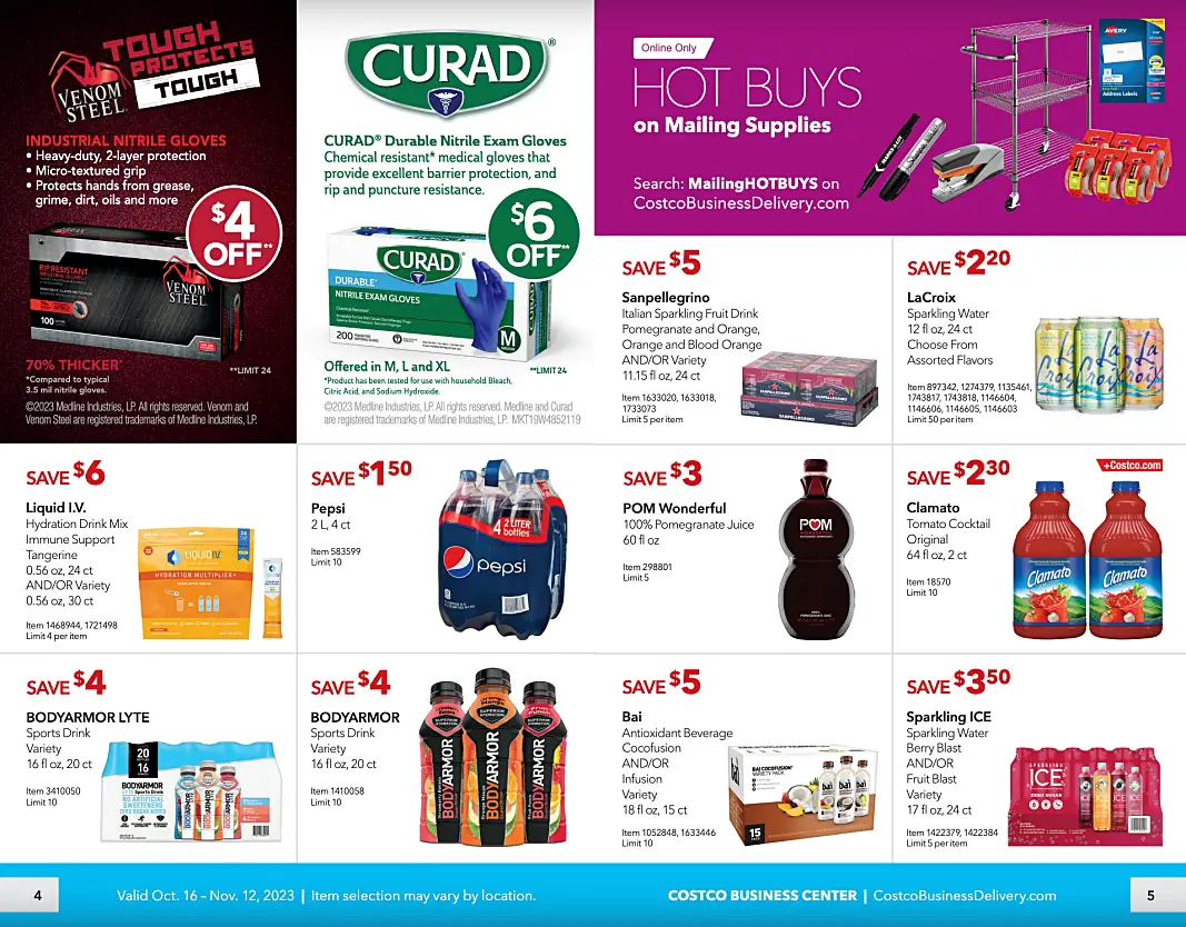 Costco Business Center Coupon Book OCTOBER NOVEMBER 2023 | P 4 and 5