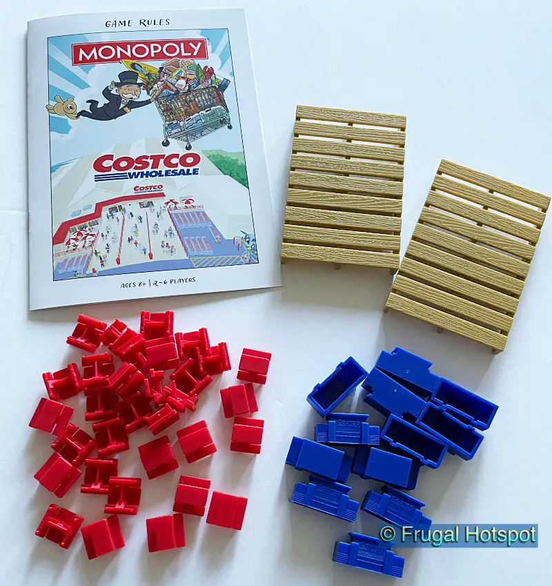 Costco Monopoly Board Game | Game Rules and 2 pallet card holders and 32 food court tables and 12 Costco warehouses