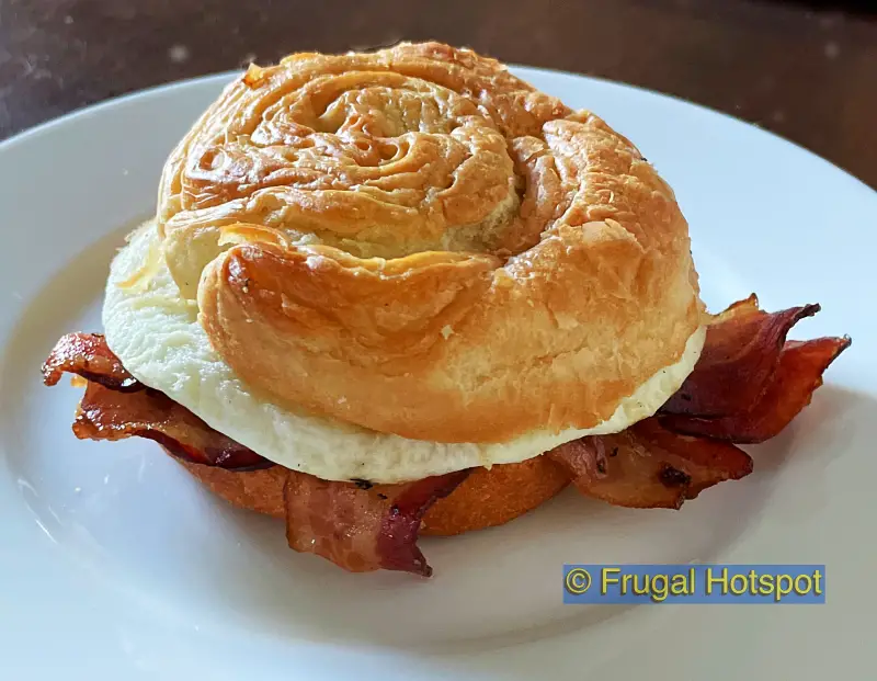 Cooked Kirkland Signature Croissant Bacon Egg and Cheese Breakfast Sandwich | Costco Item 1748763