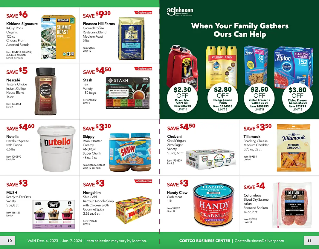 Costco Business Center Coupon Book DECEMBER 2023 and JANUARY 2024 | P 10 and 11