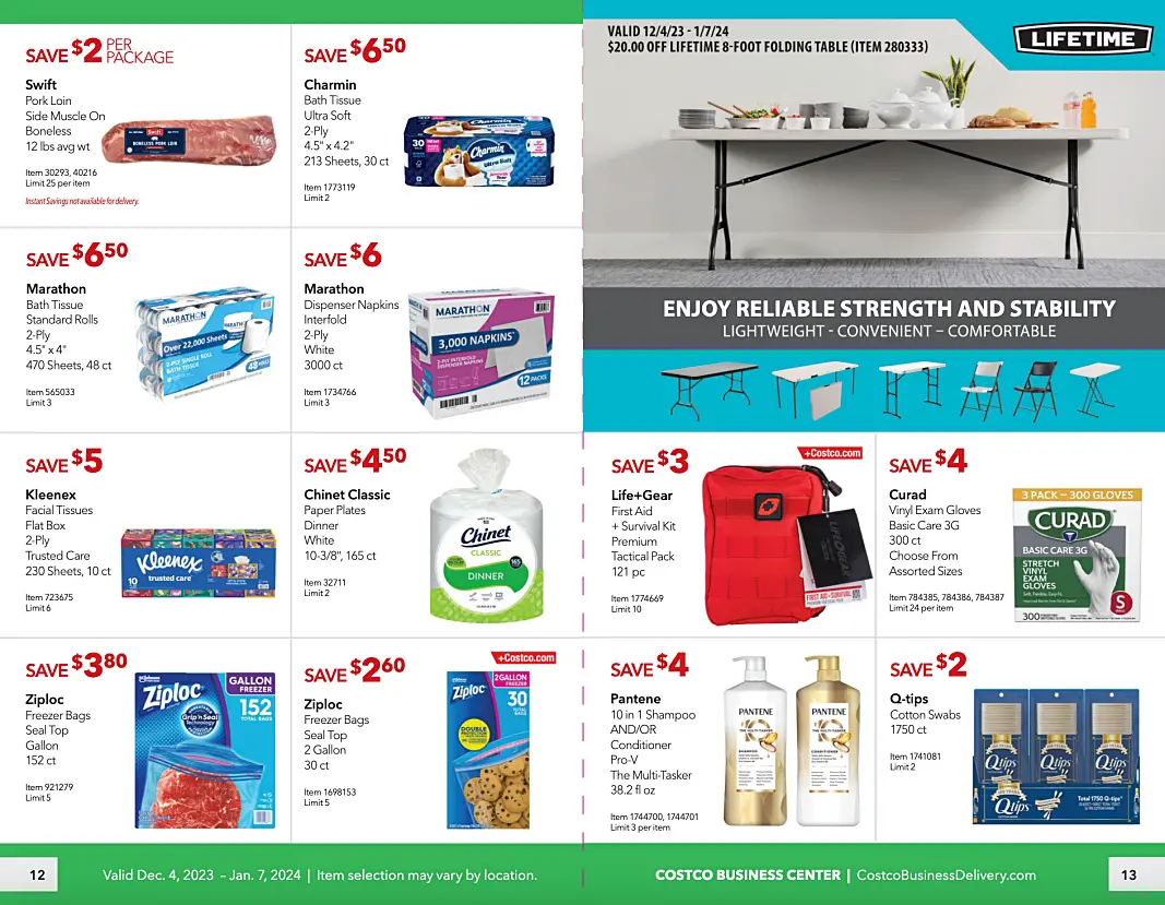 Costco Business Center Coupon Book DECEMBER 2023 and JANUARY 2024 | P 12 and 13