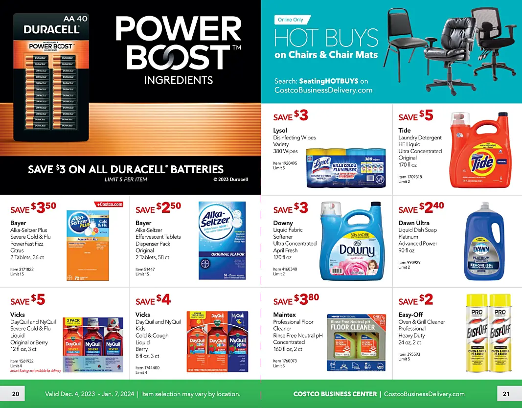 Costco Business Center Coupon Book DECEMBER 2023 and JANUARY 2024 | P 20 and 21