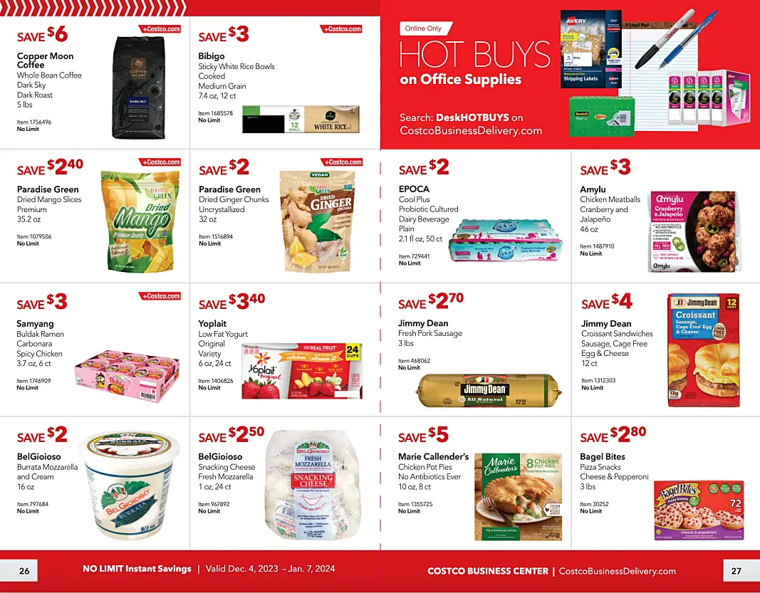 Costco Business Center Coupon Book DECEMBER 2023 and JANUARY 2024 | P 26 and 27