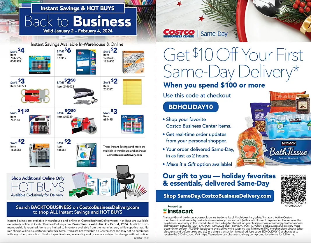 Costco Business Center Coupon Book DECEMBER 2023 and JANUARY 2024 | P 30 and 31