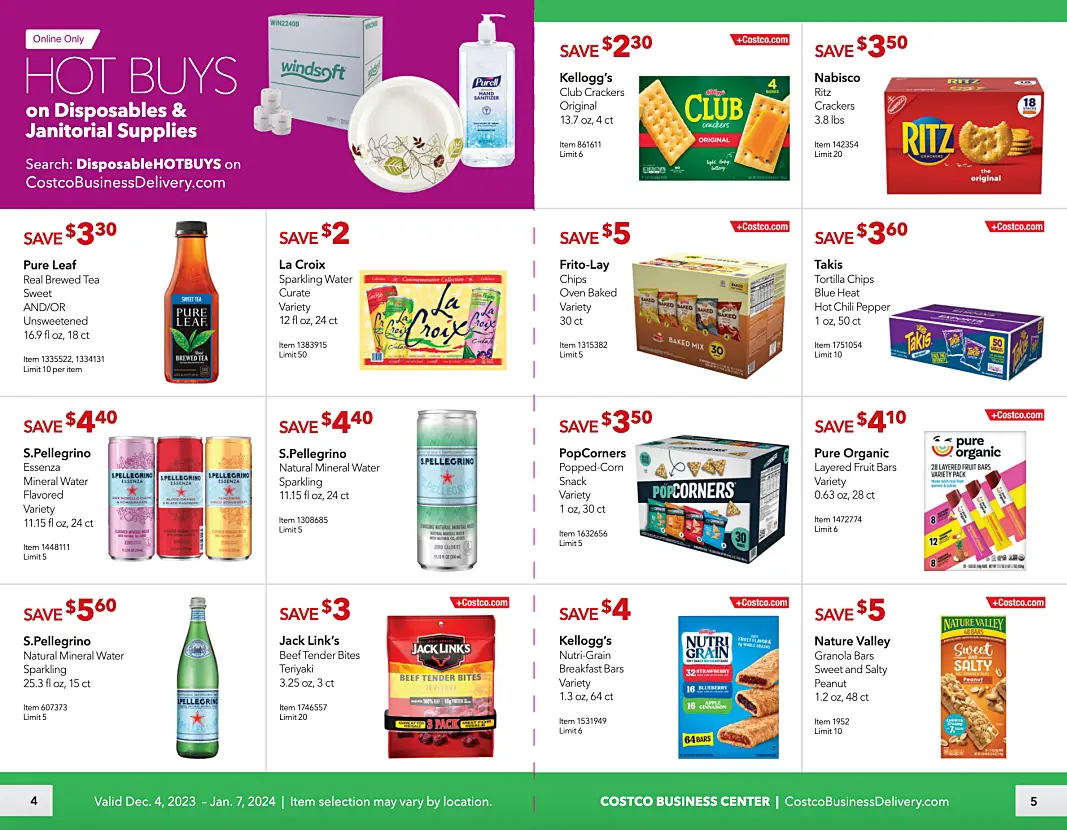 Costco Business Center Coupon Book DECEMBER 2023 and JANUARY 2024 | P 4 and 5
