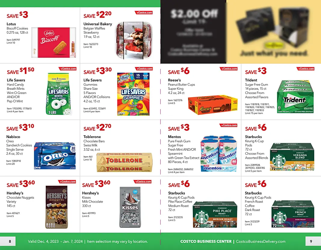 Costco Business Center Coupon Book DECEMBER 2023 and JANUARY 2024 | P 8 and 9