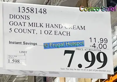 Dionis Goat Milk Hand Cream | Costco Sale Price | Item 1358148