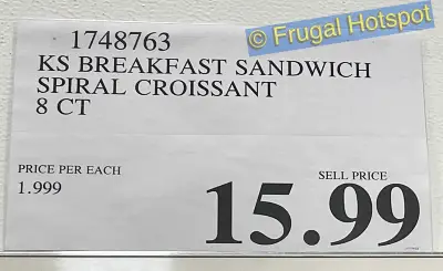 Kirkland Signature Croissant Bacon Egg and Cheese Breakfast Sandwich | Costco Price | Item 1748763