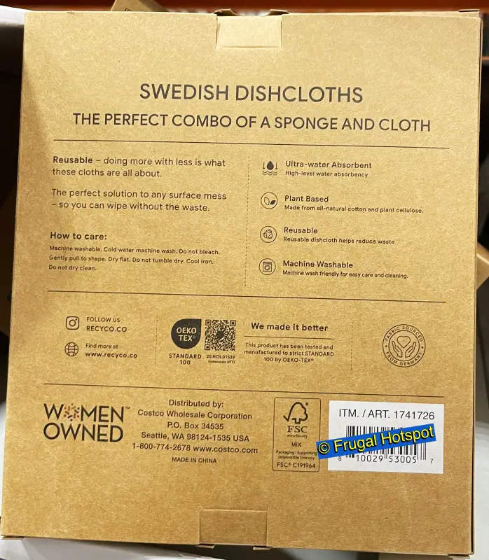 Swedish Dish Cloth 12 Pack | features | Costco Item 1741726
