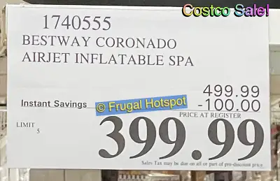 Bestway SaluSpa Coronado Portable Airjet Inflatable Spa | Costco Sale Price | Item 1740555