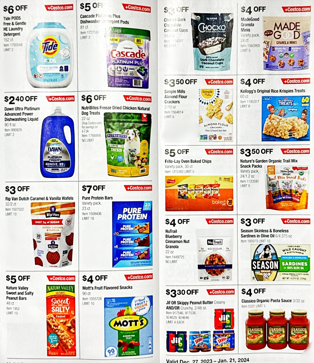 Costco Coupon Book JANUARY 2024 Pages 16 and 17