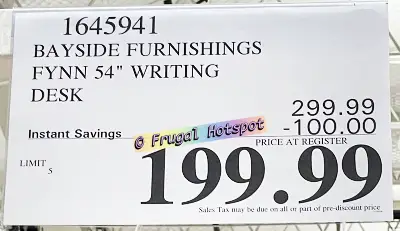 Bayside Furnishings Fynn Writing Desk | Costco Sale Price | ITem 1645941