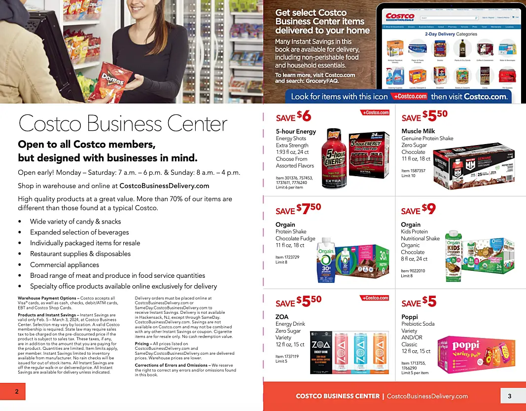 Costco Business Center Coupon Book FEBRUARY 2024 and MARCH 2024 | P 2 and 3