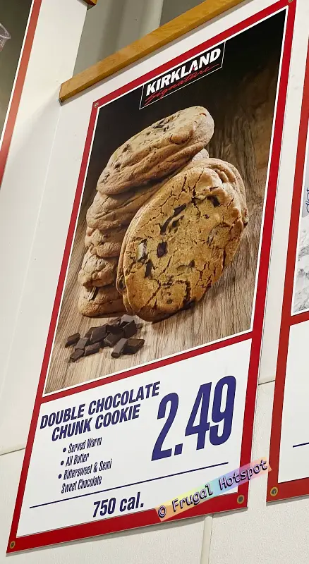 Costco Food Court Menu Board | Kirkland Signature Double Chocolate Chunk Cookie