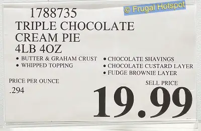 Kirkland Signature Triple Chocolate Cream Pie | Costco Price | Item 1788735