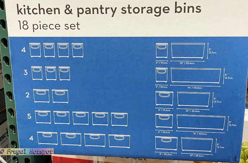 iDESIGN Kitchen and Pantry Storage Bins 18 Piece Set | Dimensions | Costco