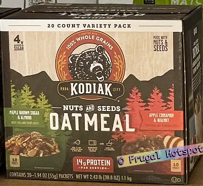 Kodiak Oatmeal with nuts and seeds | Costco | maple brown sugar almond and apple cinnamon walnut
