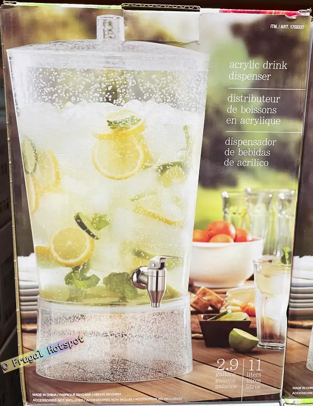 Tarhong 2.9 Gallon Acrylic Drink Dispenser | Costco 1759337